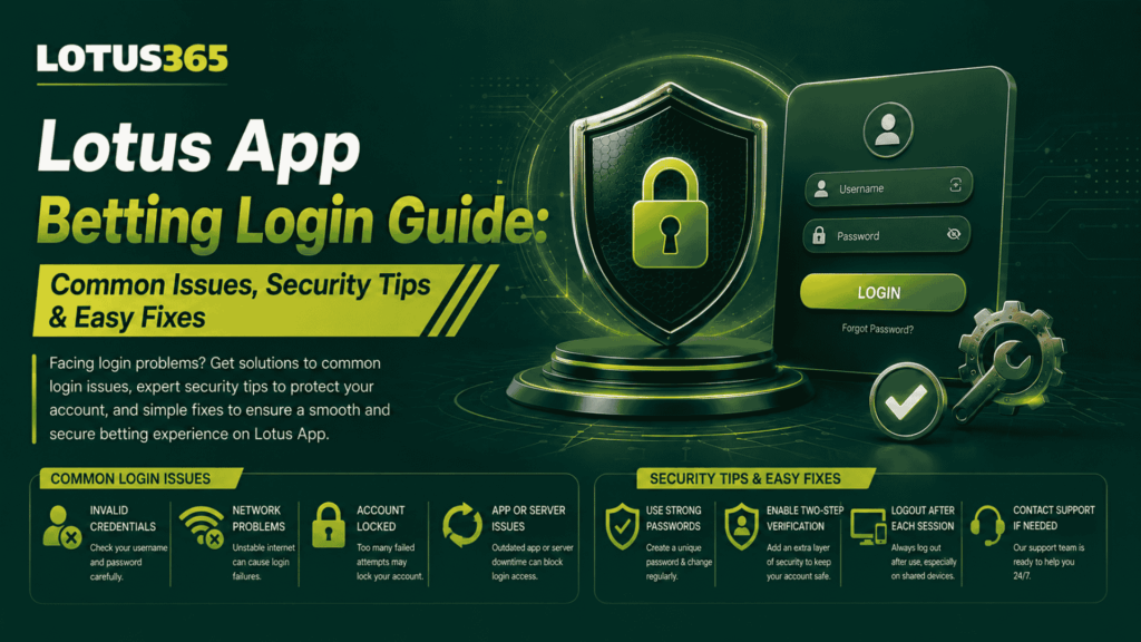 Lotus App Betting Login Guide Common Issues, Security Tips & Easy Fixes