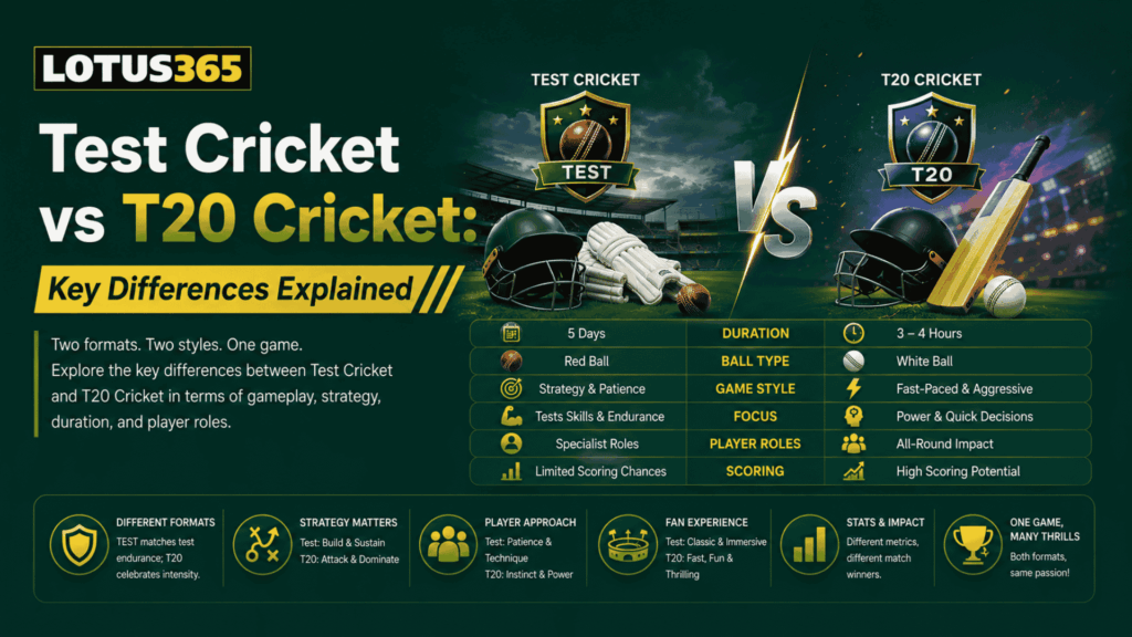 Test Cricket vs T20 Cricket Key Differences Explained