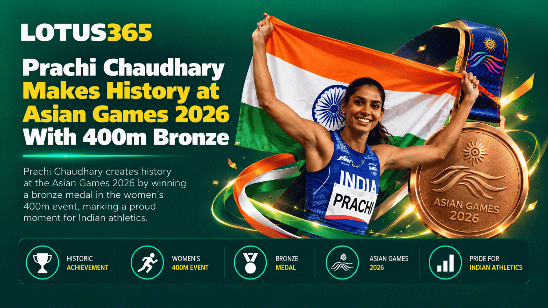 Prachi Chaudhary Makes History at Asian Games 2026 With 400m Bronze