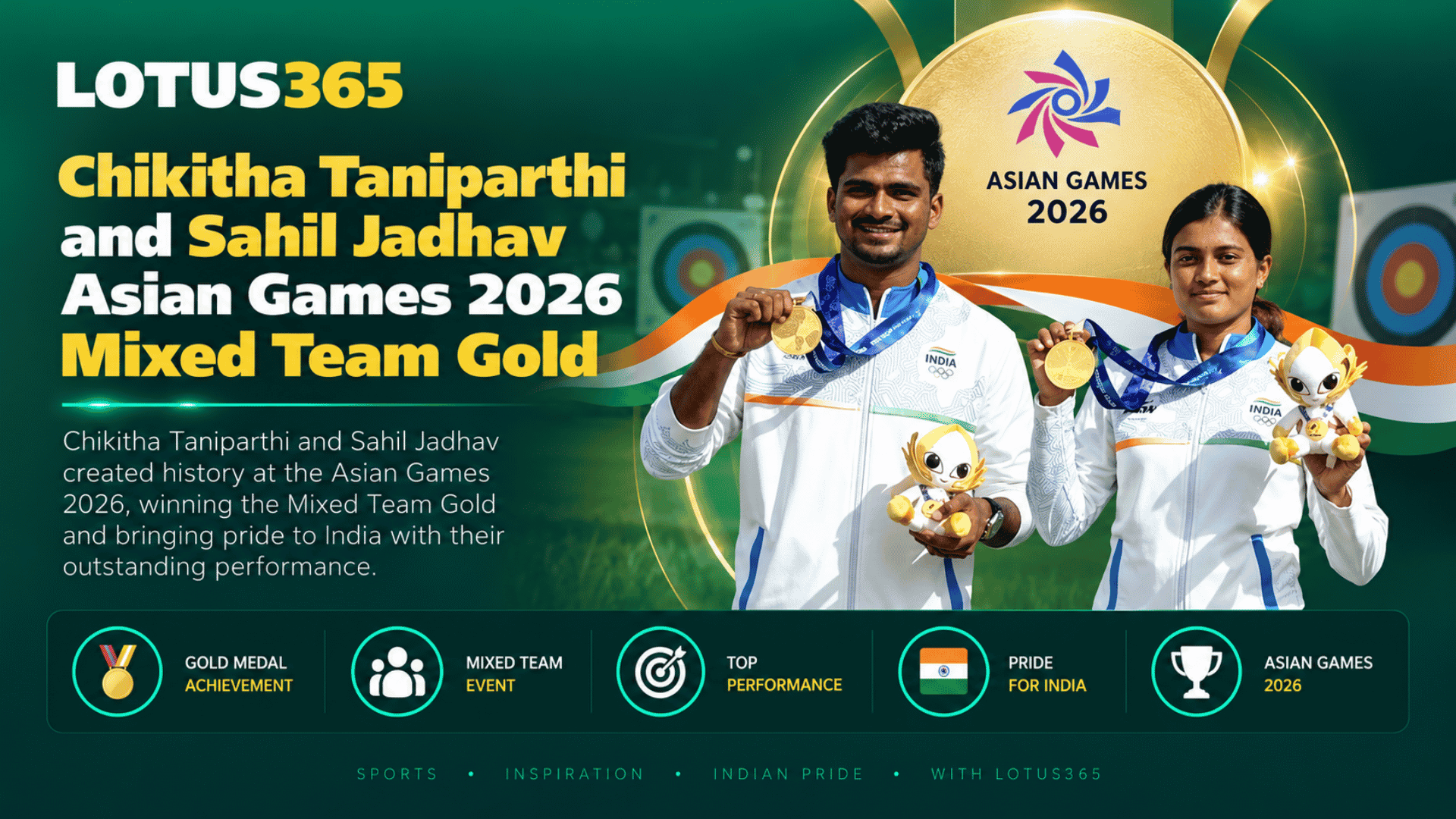 Chikitha Taniparthi and Sahil Jadhav Asian Games 2026 Mixed Team Gold